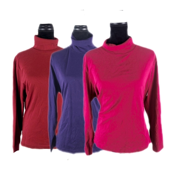 Lands End 3 Cotton Mix Womens XL Turtleneck Tops - Picture 2 of 8